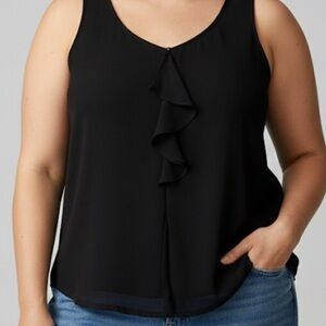 😍SHOW SPECIAL - GEORGE Black Tank Top Ruffle Front size XL